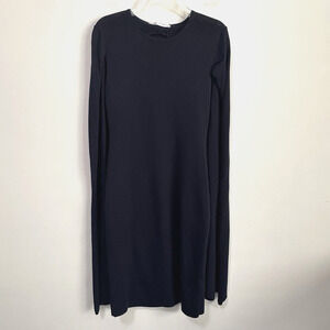 Zara Knit Cape Dress S Navy Blue Party Trendy Sleeveless Classic Cocktail NEW